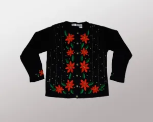 Poinsettias-Medium Christmas Sweater