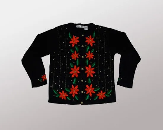 Poinsettias-Medium Christmas Sweater