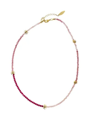 Red Ruby And Pink Opal Color Matching Necklace LN001