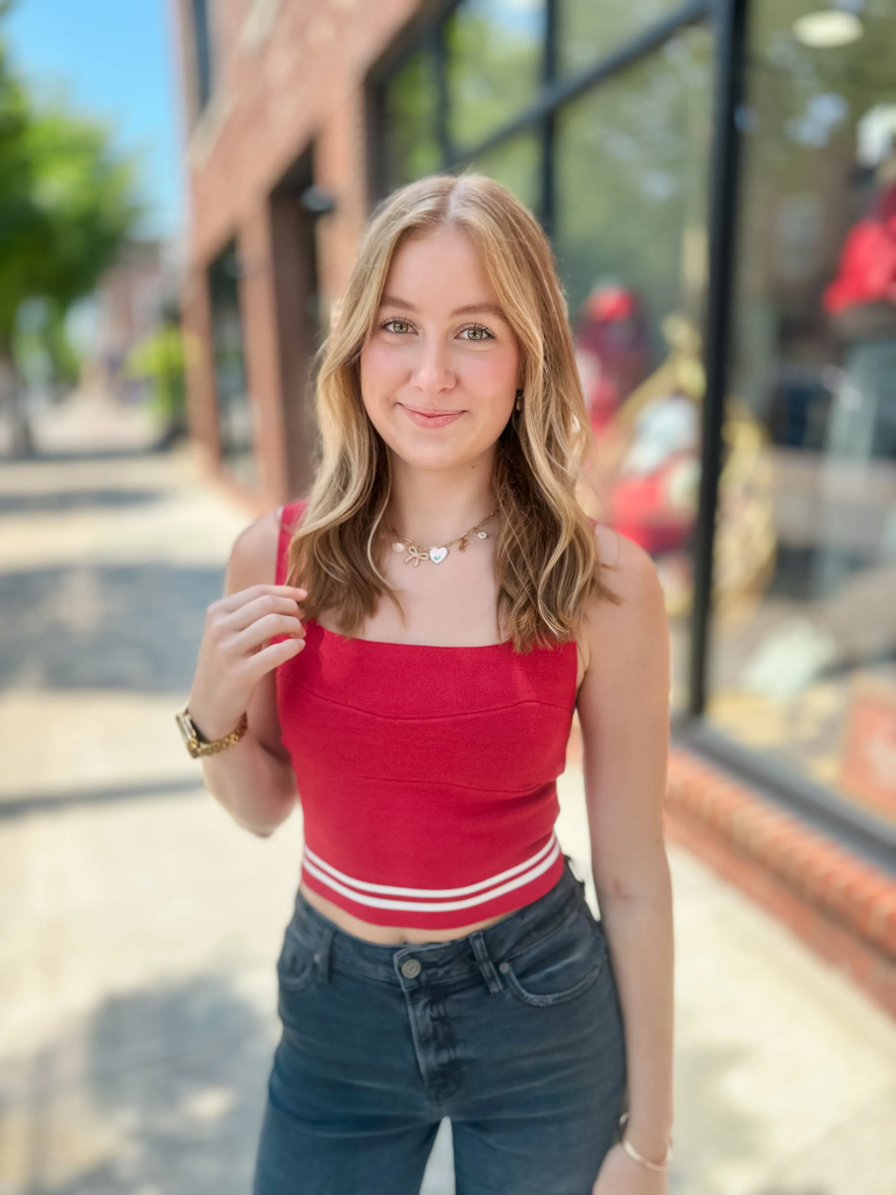 Rita Striped Square Neck Tank Top