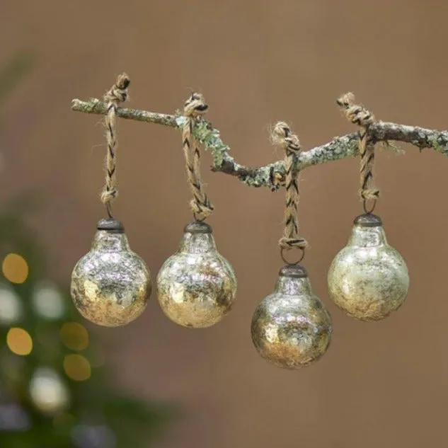 Rustic Gold Round Baubles - Set of Four