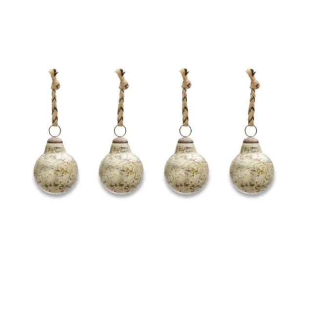 Rustic Gold Round Baubles - Set of Four